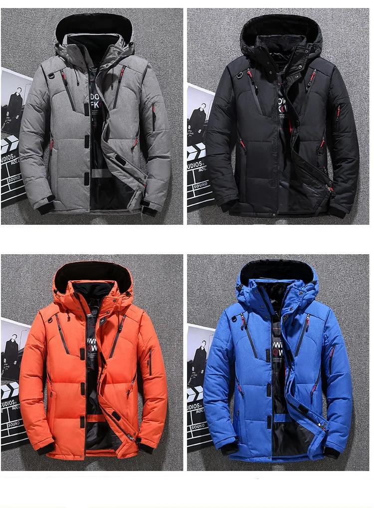 Mens White Duck Down Jacket Warm Hooded Thick Puffer Jacket Coat Male Casual High Quality Overcoat Thermal Winter Parka Men