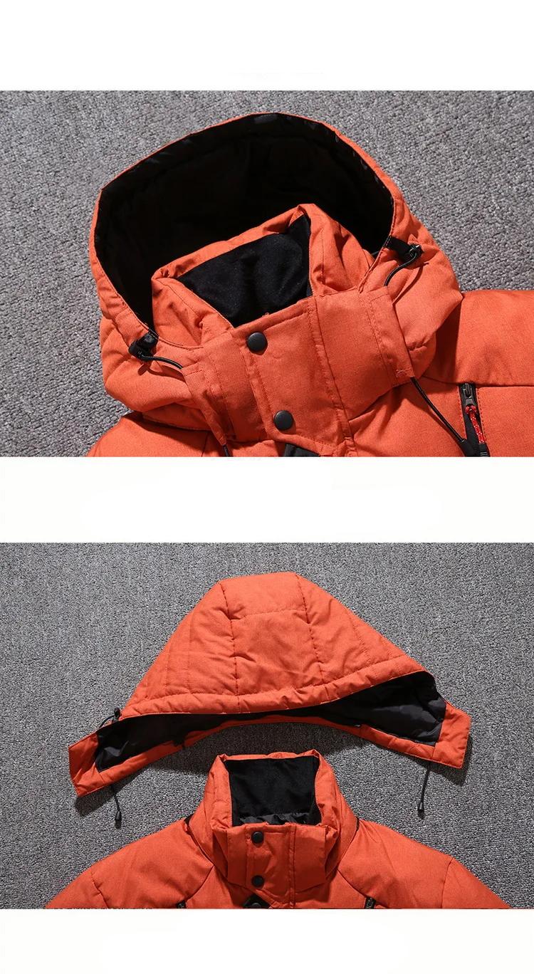 Mens White Duck Down Jacket Warm Hooded Thick Puffer Jacket Coat Male Casual High Quality Overcoat Thermal Winter Parka Men