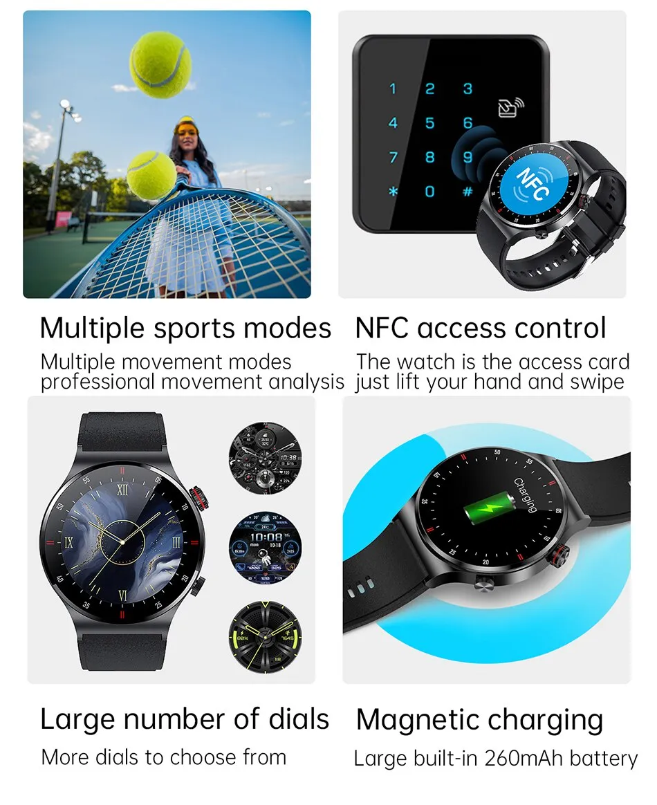 LIGE ECG+PPG Bluetooth Call Smart Watch Men 2023 Sports Bracelet NFC Waterproof Custom Watch Face Men SmartWatch For IOS Android