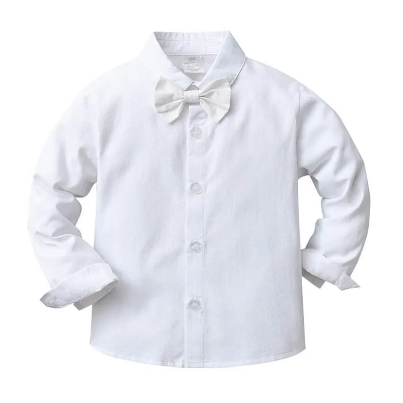 Baby Boy White Gentleman Clothing Suit Infant Long T-Shirt+Vest+Pants Christening Outfit Bebe Kids England Baptism Clothes Set