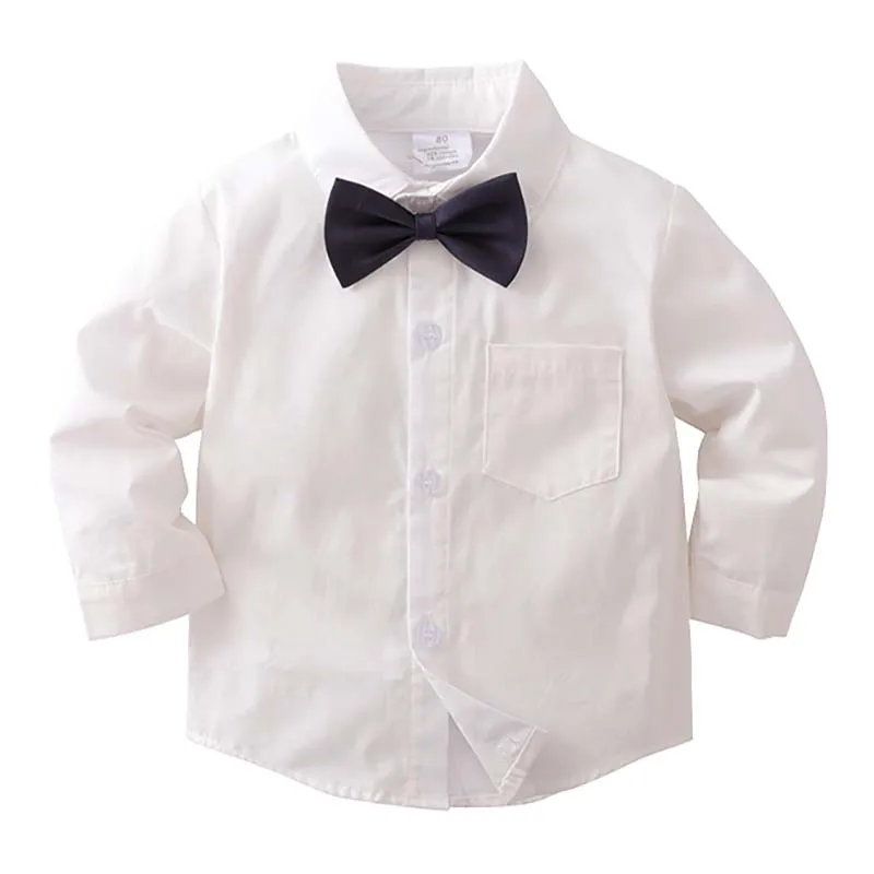 Baby Boy White Gentleman Clothing Suit Infant Long T-Shirt+Vest+Pants Christening Outfit Bebe Kids England Baptism Clothes Set