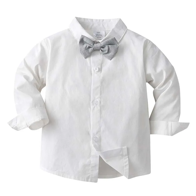 Baby Boy White Gentleman Clothing Suit Infant Long T-Shirt+Vest+Pants Christening Outfit Bebe Kids England Baptism Clothes Set