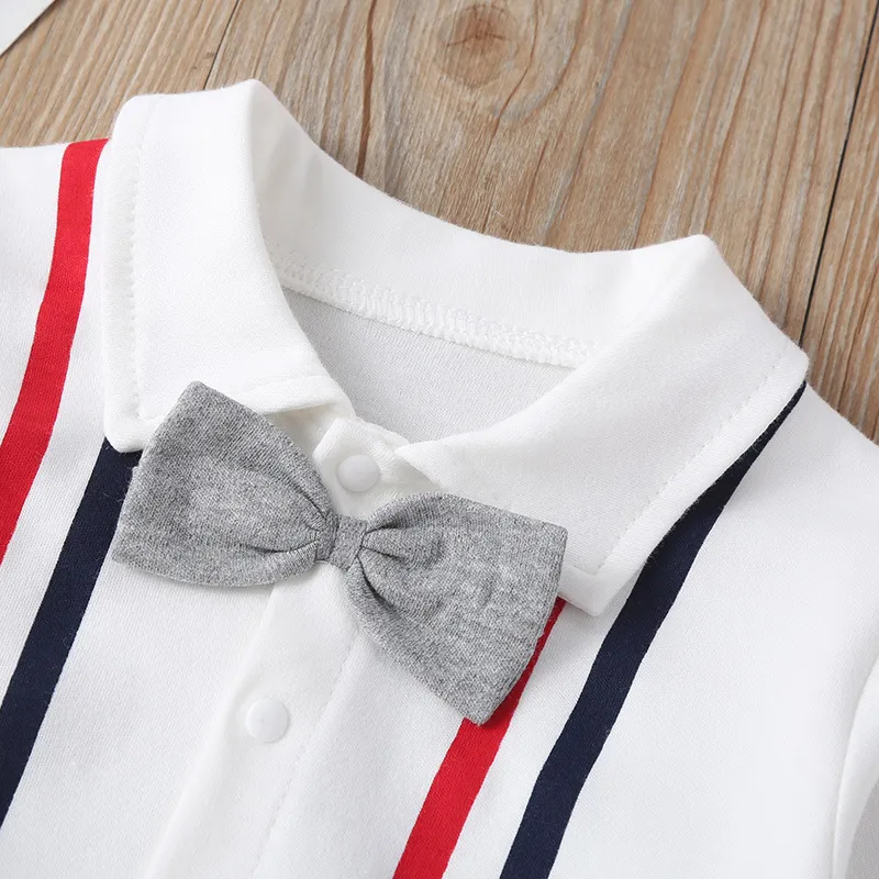 Newborn Baby Romper 2023 Fall Long Sleeves Bowtie Style Bebe Boy Girl Clothes Little Gentle Man Penguin Infant Babe Jumpsuits