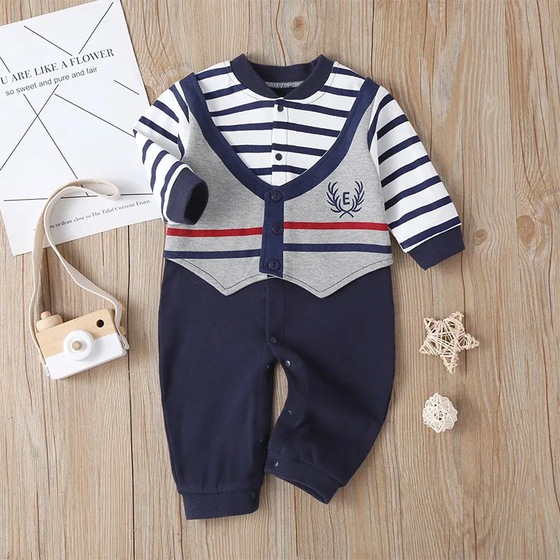 Newborn Baby Romper 2023 Fall Long Sleeves Bowtie Style Bebe Boy Girl Clothes Little Gentle Man Penguin Infant Babe Jumpsuits