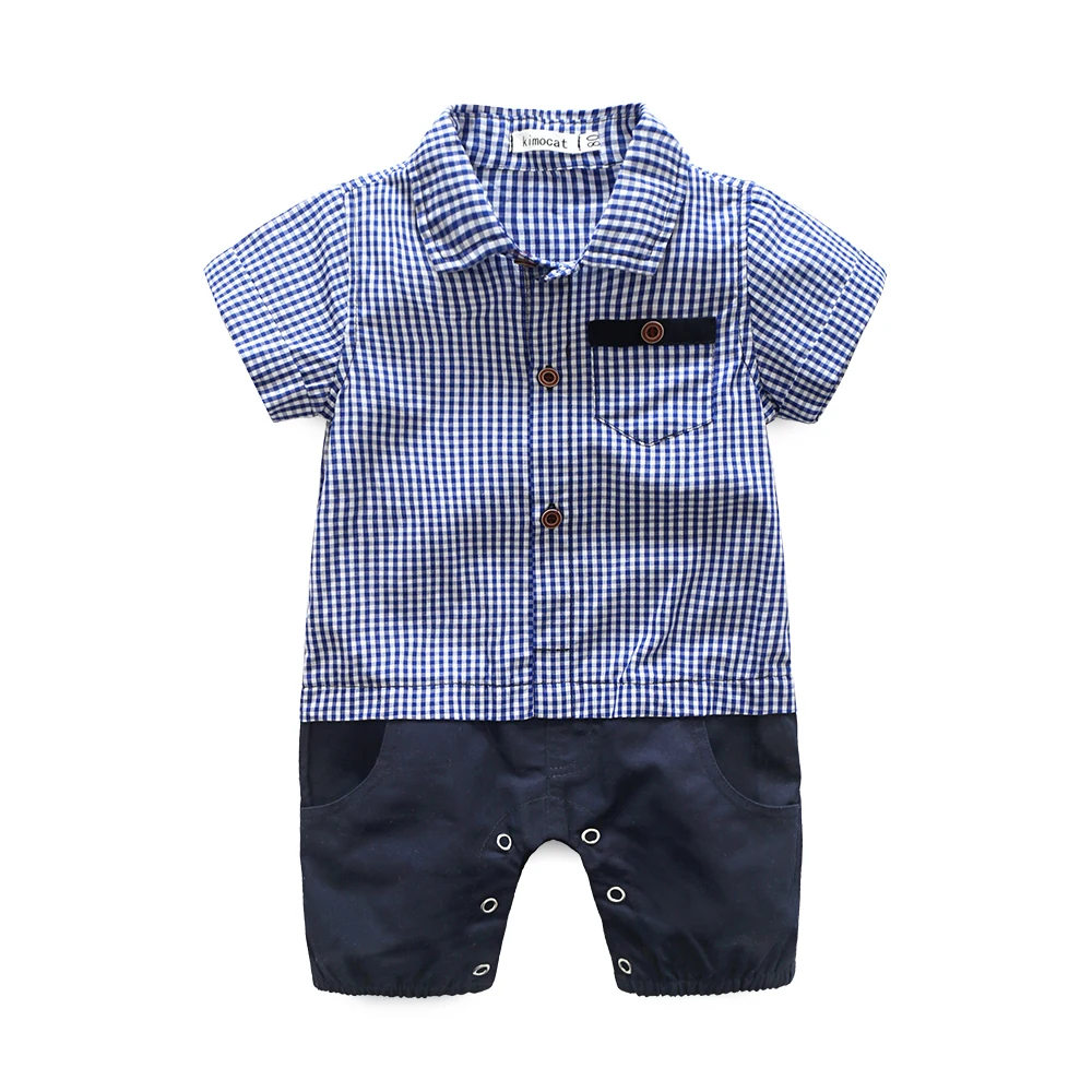 Gentleman baby new style short sleeve wedding and party baby boys clothes cut romper clothes