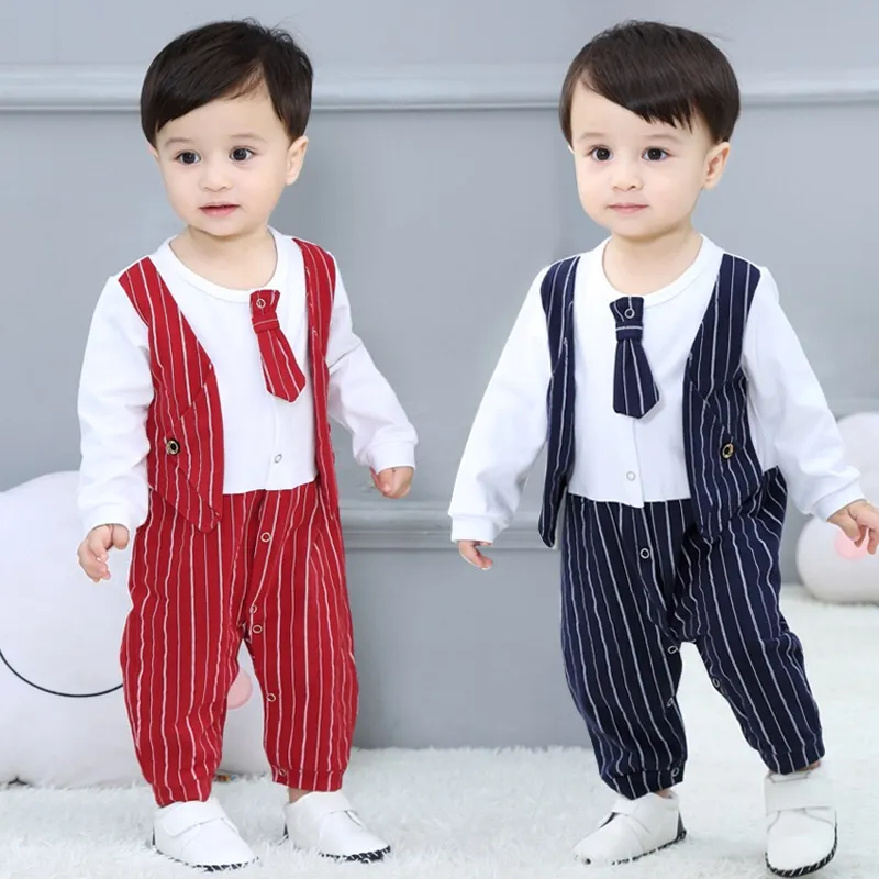 Gentleman baby new style short sleeve wedding and party baby boys clothes cut romper clothes