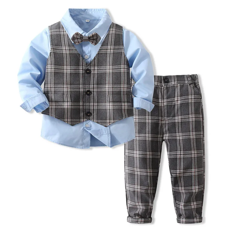 Baby Boy Long Sleeve Gentleman White Shirt Bowtie Tuxedo Jumpsuit Overall