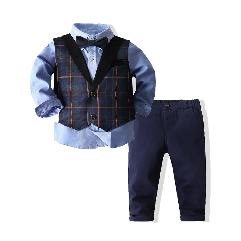 Baby Boy Long Sleeve Gentleman White Shirt Bowtie Tuxedo Jumpsuit Overall