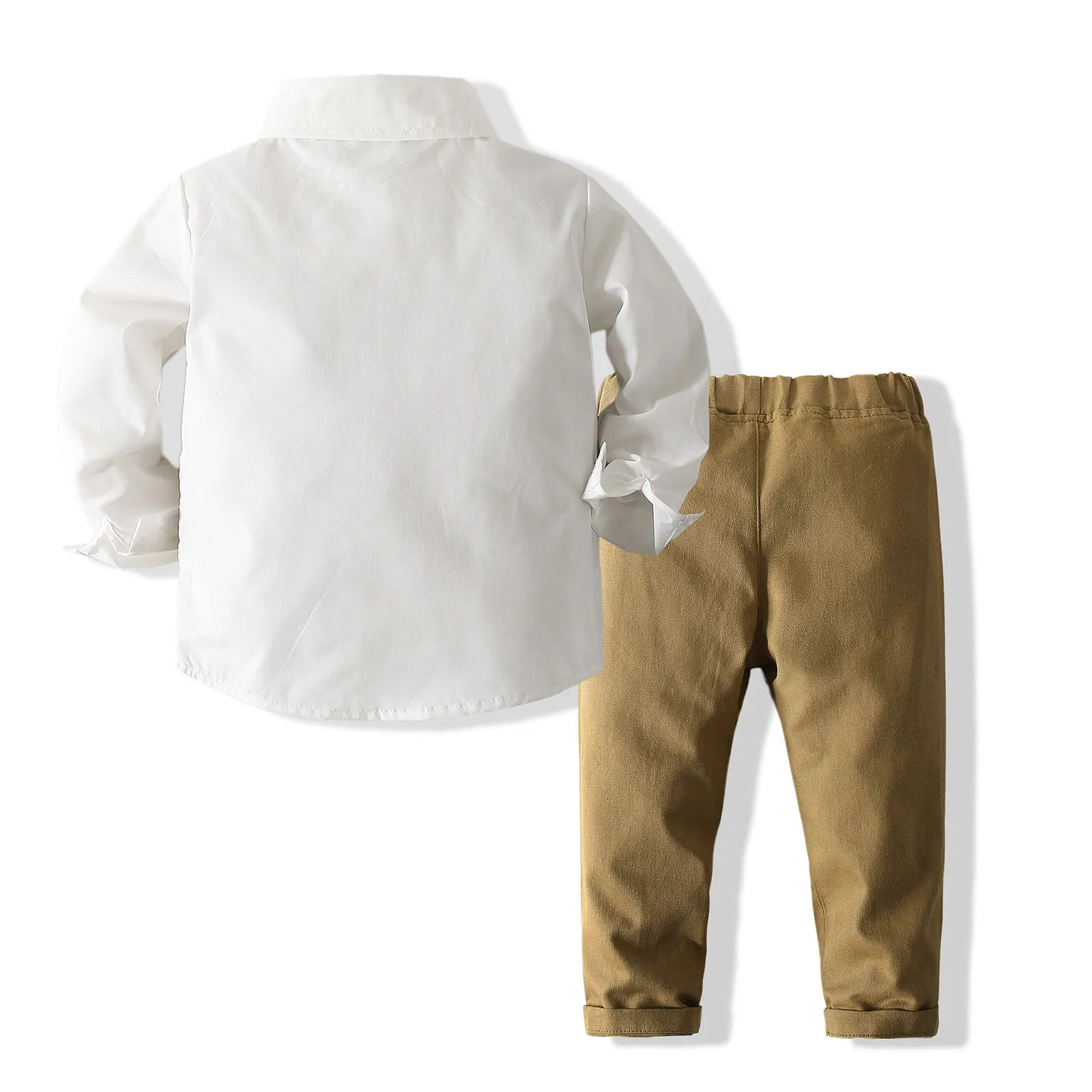 Baby Boy Long Sleeve Gentleman White Shirt Bowtie Tuxedo Jumpsuit Overall