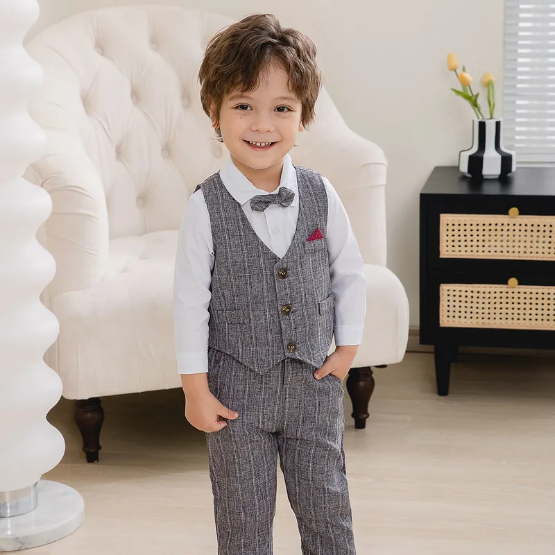 Baby Boy Long Sleeve Gentleman White Shirt Bowtie Tuxedo Jumpsuit Overall