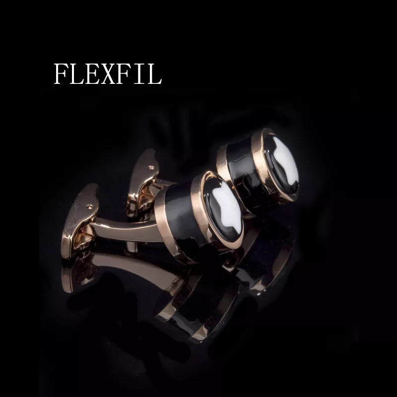 FLEXFIL Luxury shirt cufflinks for men's Brand cuff buttons cuff links gemelos High Quality round wedding abotoaduras Jewelry