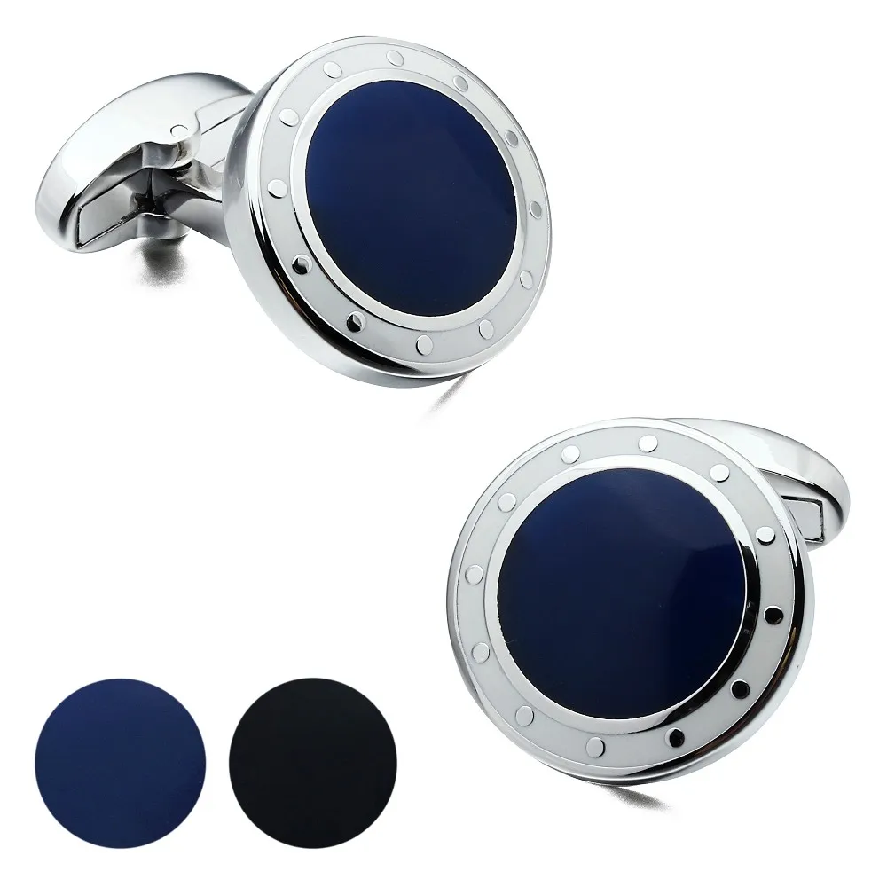 HAWSON Luxury Cufflinks for men, Blue and Black Designer Men's French Shirt Accessories Father's Gift