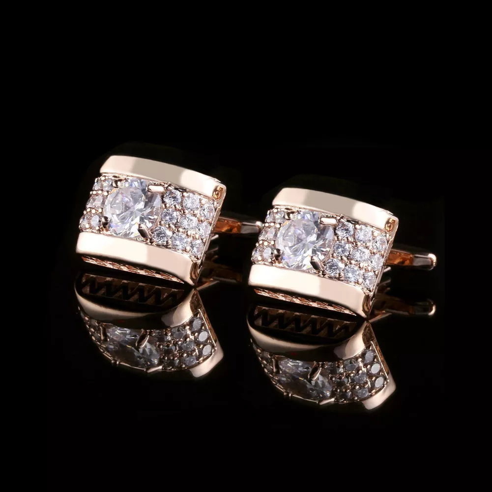 1Pair Rhinestone Mens Cufflinks Shirt Cuff Links Wedding Party Gift