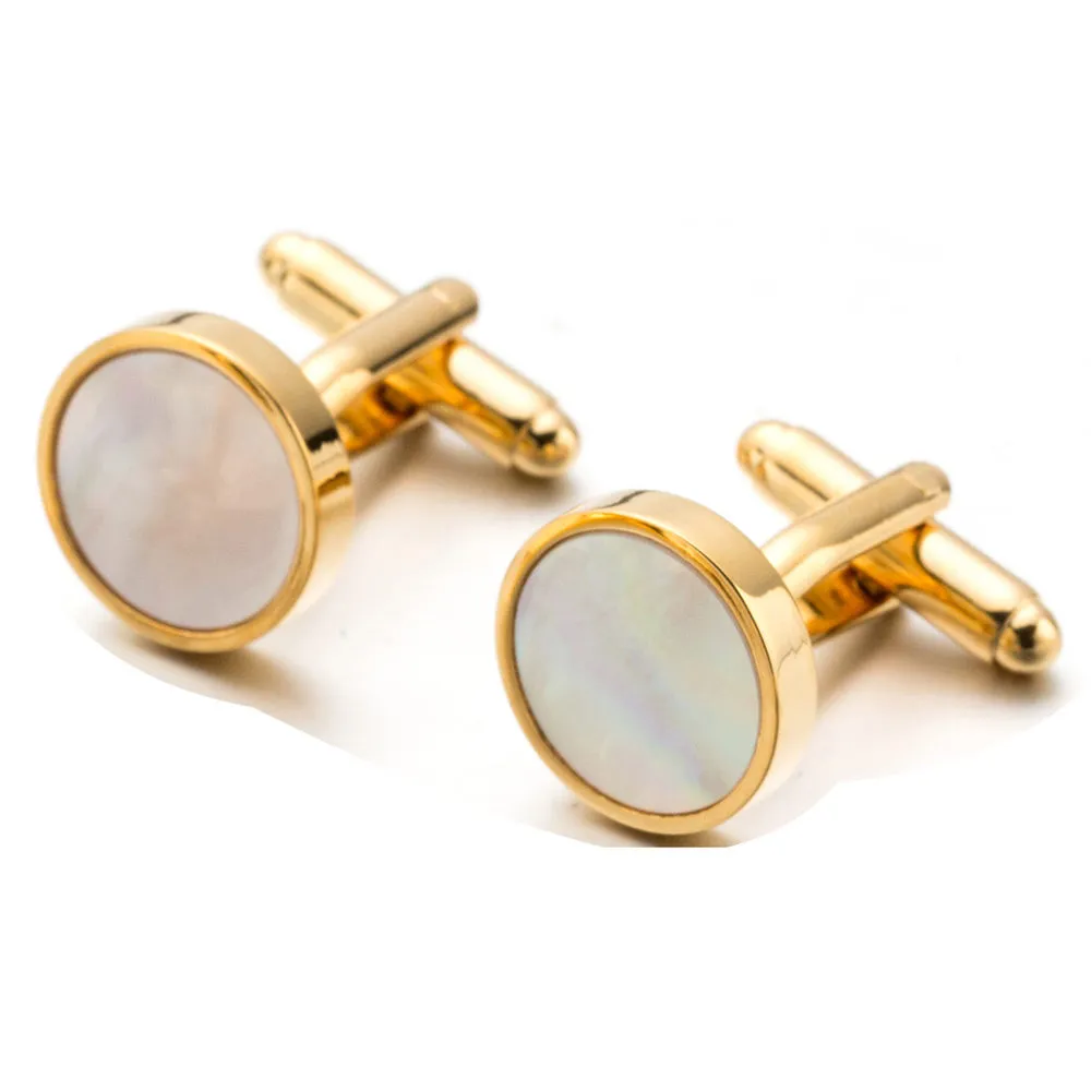 VAGULA Classic Gold-Color Plated Mother Pearl Copper Men's Cuff link Luxury gift Party Wedding Suit Shirt Buttons Cufflinks 718