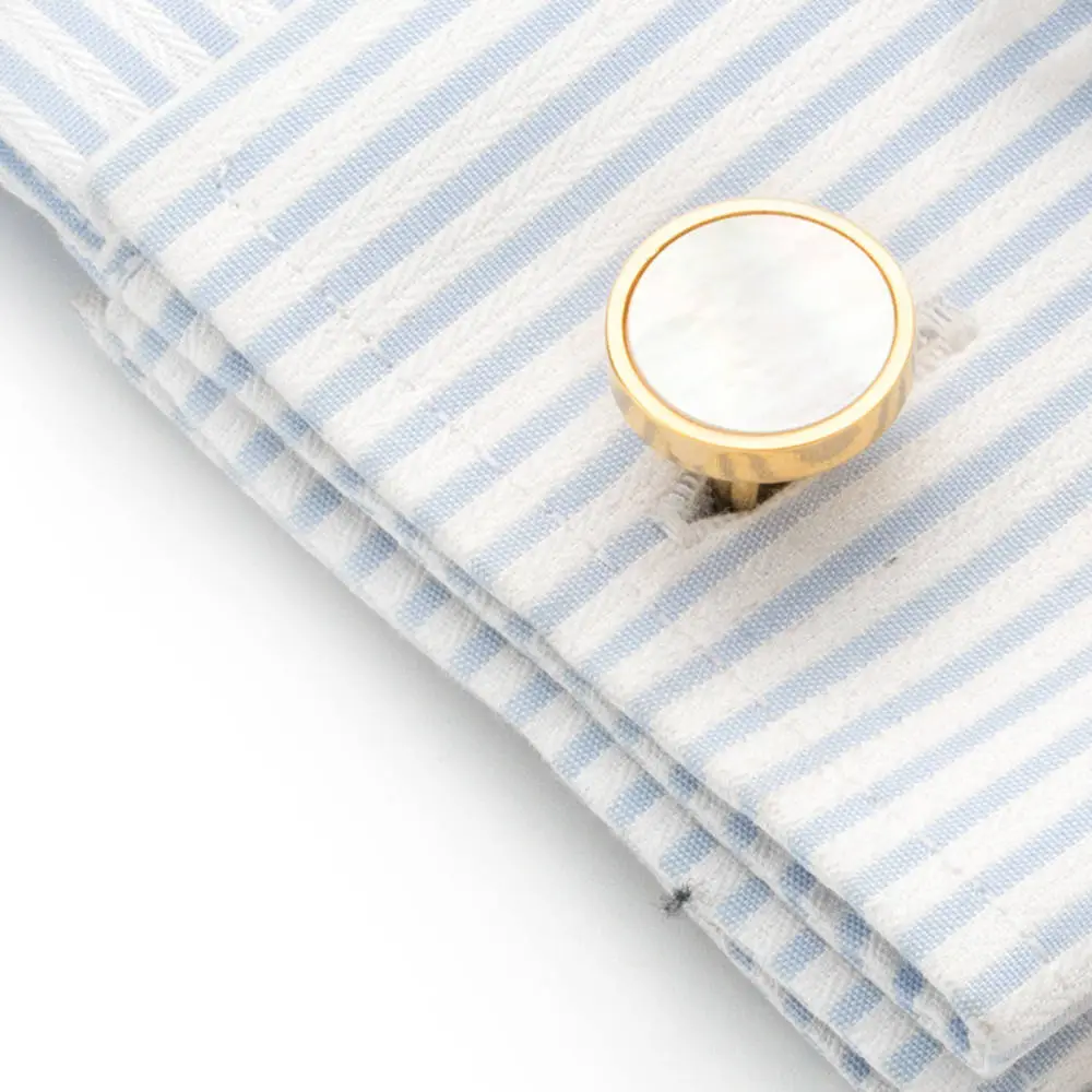 VAGULA Classic Gold-Color Plated Mother Pearl Copper Men's Cuff link Luxury gift Party Wedding Suit Shirt Buttons Cufflinks 718