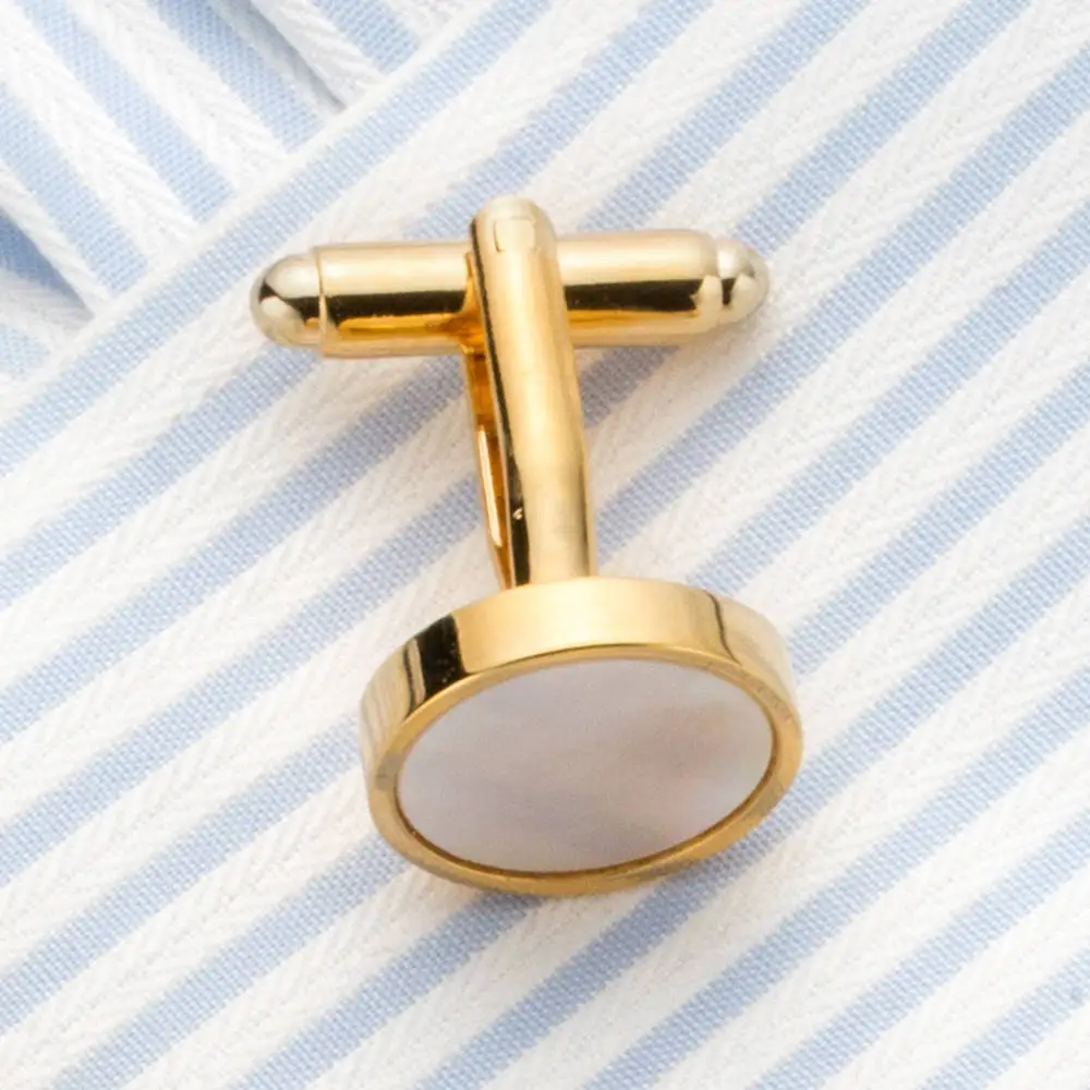 VAGULA Classic Gold-Color Plated Mother Pearl Copper Men's Cuff link Luxury gift Party Wedding Suit Shirt Buttons Cufflinks 718