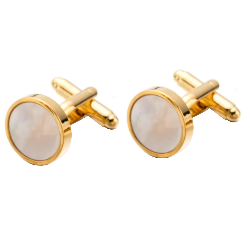 VAGULA Classic Gold-Color Plated Mother Pearl Copper Men's Cuff link Luxury gift Party Wedding Suit Shirt Buttons Cufflinks 718