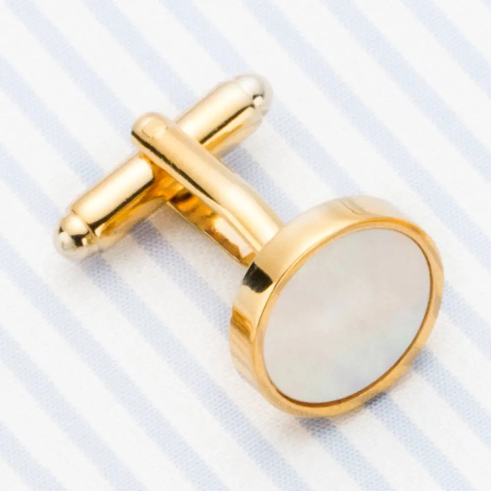 VAGULA Classic Gold-Color Plated Mother Pearl Copper Men's Cuff link Luxury gift Party Wedding Suit Shirt Buttons Cufflinks 718