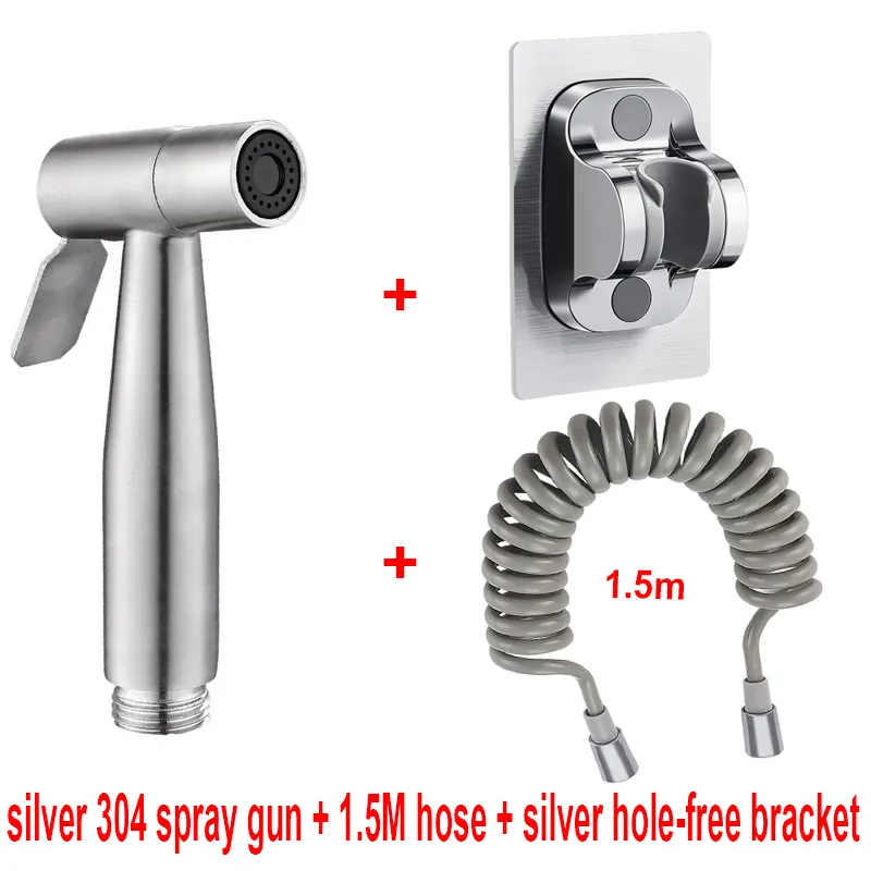 Handheld Bidet Sprayer Set 304 Stainless Steel Spray Gun Shower Handheld Toilet Bidet Faucet Sprayer Shower Nozzle Self Cleaning