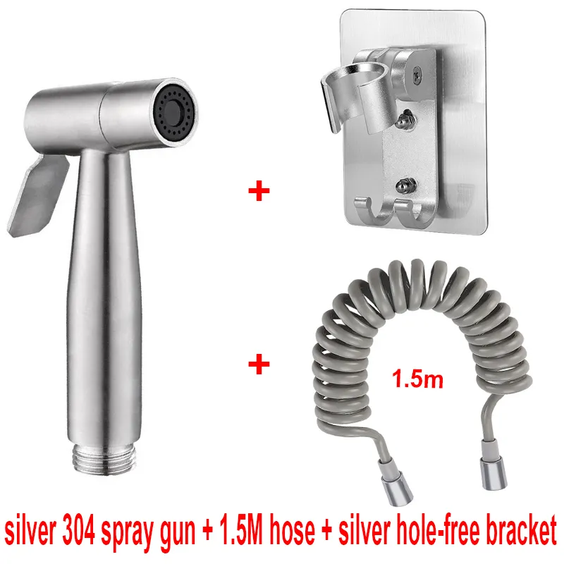 Handheld Bidet Sprayer Set 304 Stainless Steel Spray Gun Shower Handheld Toilet Bidet Faucet Sprayer Shower Nozzle Self Cleaning