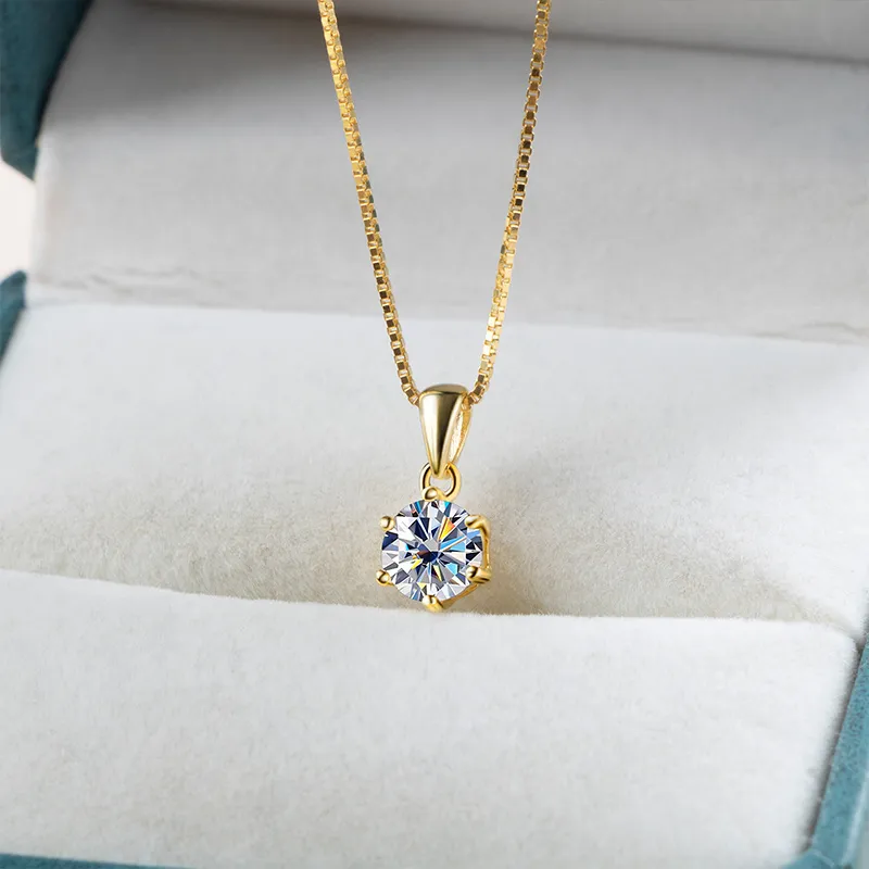 Butterflykiss 1 CT Real Moissanite Pendant Necklace For Women Top Quality 925 Sterling Silver Wedding Party Bridal Fine Jewelry