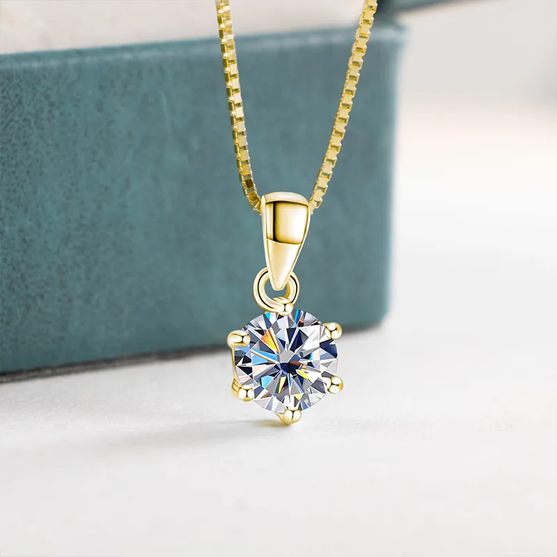 Butterflykiss 1 CT Real Moissanite Pendant Necklace For Women Top Quality 925 Sterling Silver Wedding Party Bridal Fine Jewelry