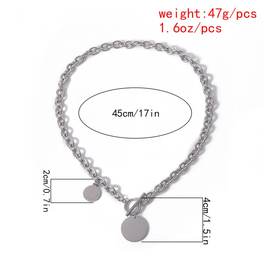 Salircon Punk Stainless Steel Heart Pendant Necklace for Women Kpop Steel Ball Lock Key Chain Necklace Gothic Jewelry Gift 2022