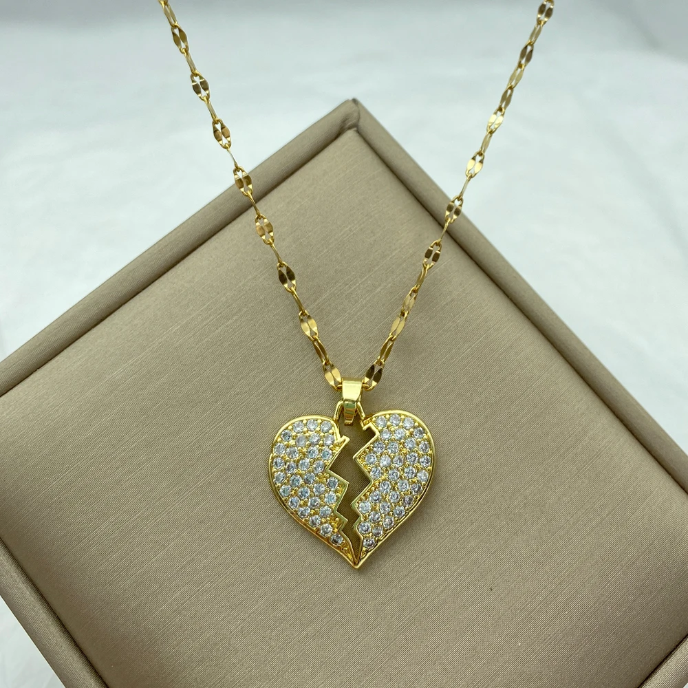 Gold Color Necklace for Women Zircon Jewelry Pendant Necklace Stainles Steel Mermaid Heart Butterfly Stainless Steel Sunflower