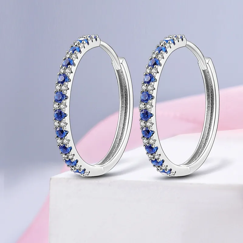 925 Silver Hoop Earrings For Women Sparkling Pave CZ U Shape Star Moon Feather Luxury Fine Engagement Wedding Earring