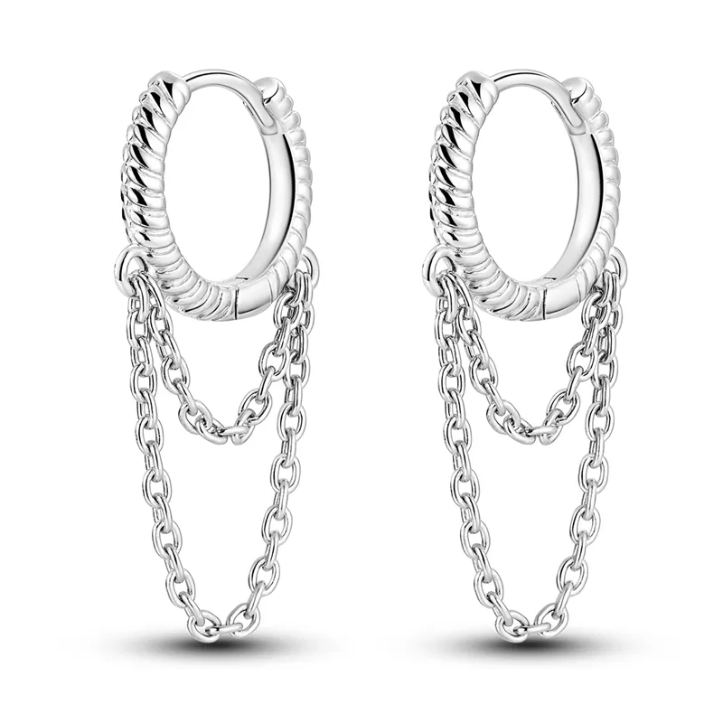 925 Silver Hoop Earrings For Women Sparkling Pave CZ U Shape Star Moon Feather Luxury Fine Engagement Wedding Earring