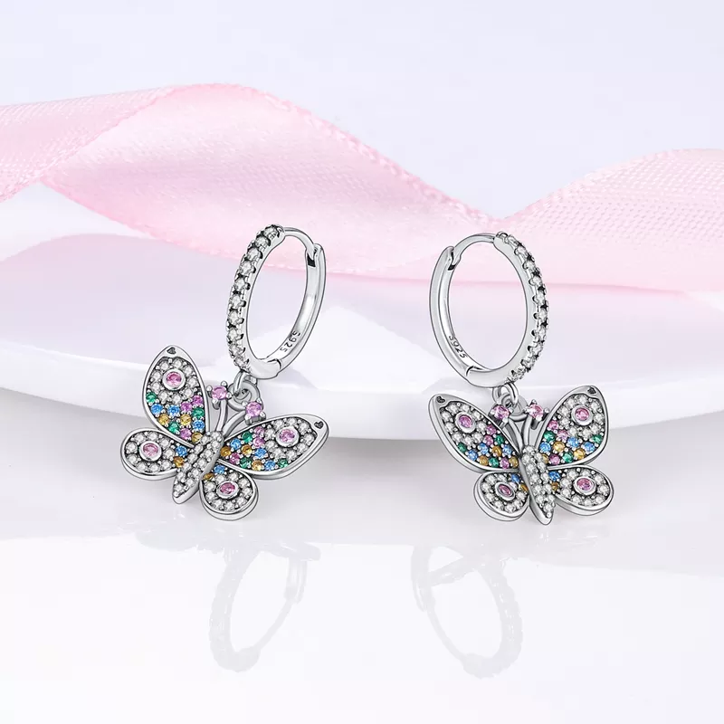 925 Silver Hoop Earrings For Women Sparkling Pave CZ U Shape Star Moon Feather Luxury Fine Engagement Wedding Earring