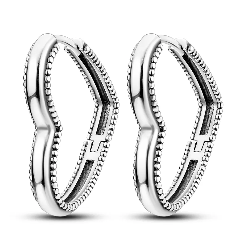 925 Silver Hoop Earrings For Women Sparkling Pave CZ U Shape Star Moon Feather Luxury Fine Engagement Wedding Earring