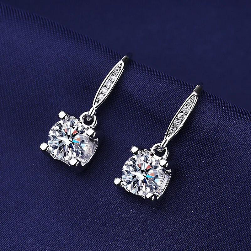 925 Sterling Silver Jewelry Women Fashion Cute Tiny Clear Crystal CZ Stud Earrings Gift for Girls Teens Lady Gift