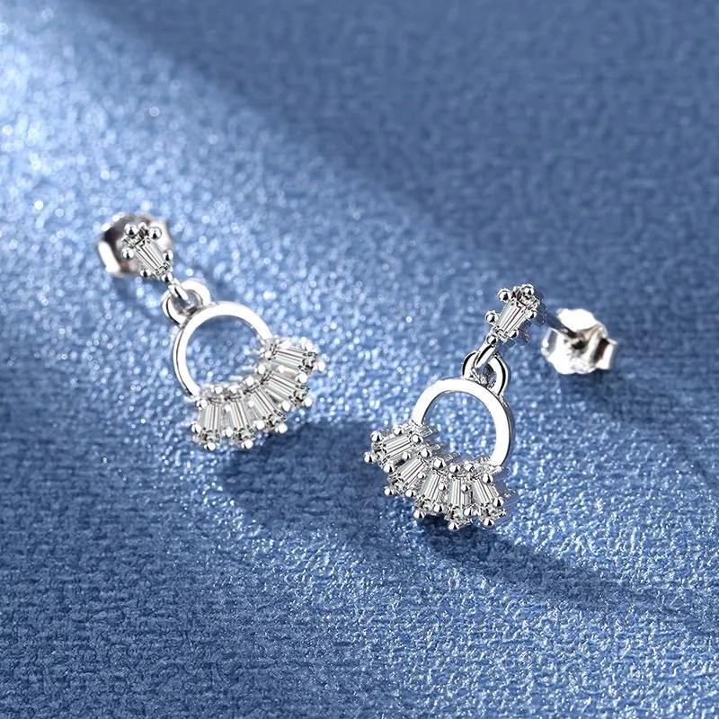 925 Sterling Silver Jewelry Women Fashion Cute Tiny Clear Crystal CZ Stud Earrings Gift for Girls Teens Lady Gift