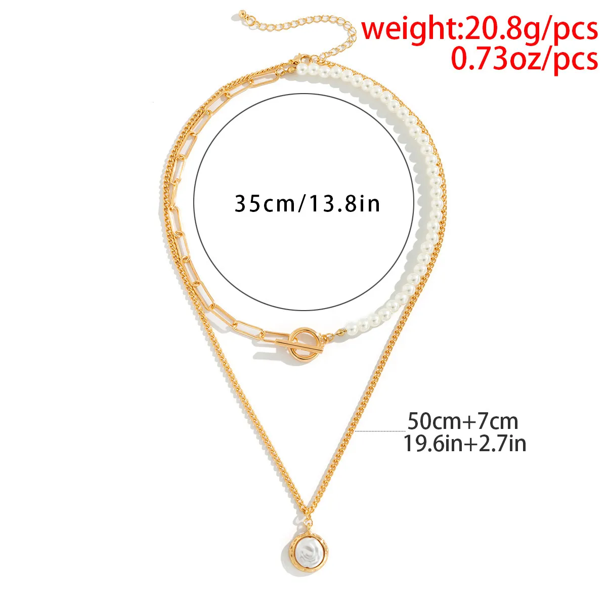 Goth Baroque Imitation Pearl Coin Portrait Pendant Necklace Women Vintage Multi Layer Link Chain Necklace Punk Aesthetic Jewelry