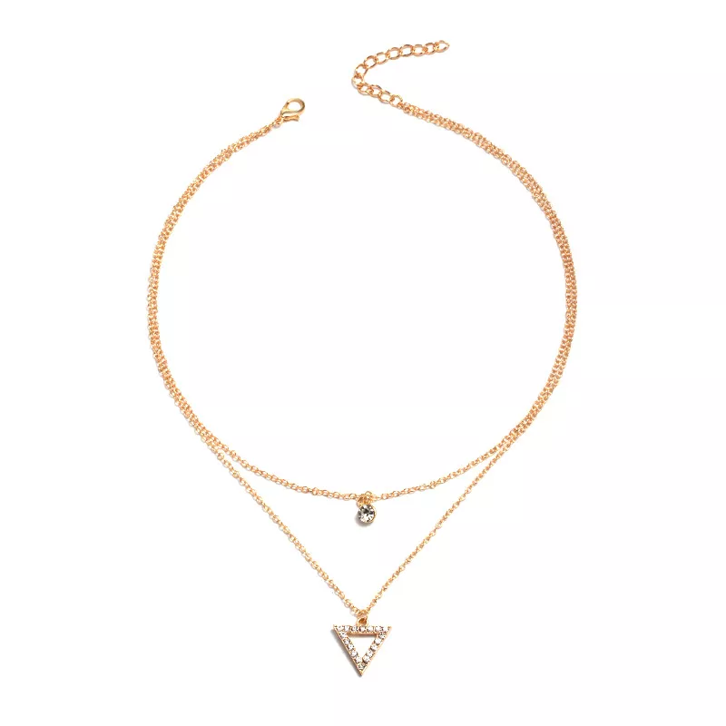 YWZIXLN Trend Elegant Jewelry Crystal Triangle Pendant Necklace Golden Color Unquie Women Fashion Necklace Wholesale N0310