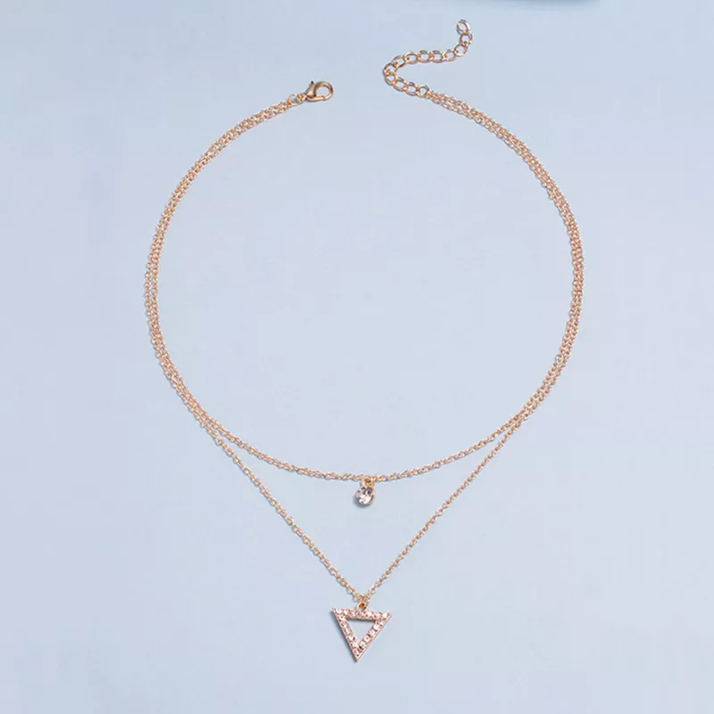 YWZIXLN Trend Elegant Jewelry Crystal Triangle Pendant Necklace Golden Color Unquie Women Fashion Necklace Wholesale N0310