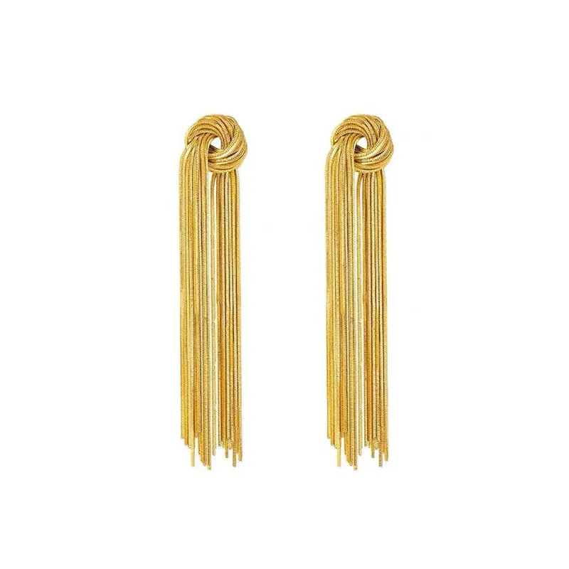 2023 Luxury Long Tassel Earrings For Women Gold Color Female Geometric Chain Drop Earrings Statement Jewelry Accessories Gift