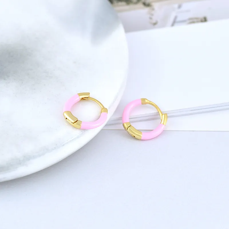 925 Sterling Silver Needle Pink Crystal Heart Hoop Earrings for women Fashion Geometric Pendant Earrings Luxury Jewelry Gifts