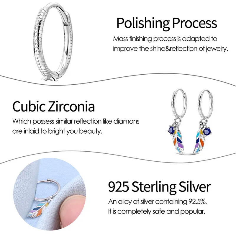 2023 Hotsale Earrings 100% 925 Sterling Silver Hoop Earrings Pendant Pave CZ U Shape Zircon Jewelry For Women Sparkling Wedding