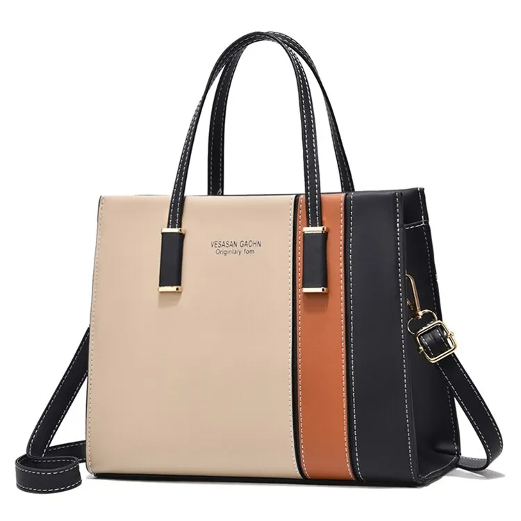 Patchwork Handbags For Women Adjustable Strap Top Handle Bag Large Capacity Totes Shoulder Bags Fashion Crossbody Bags Work Gift