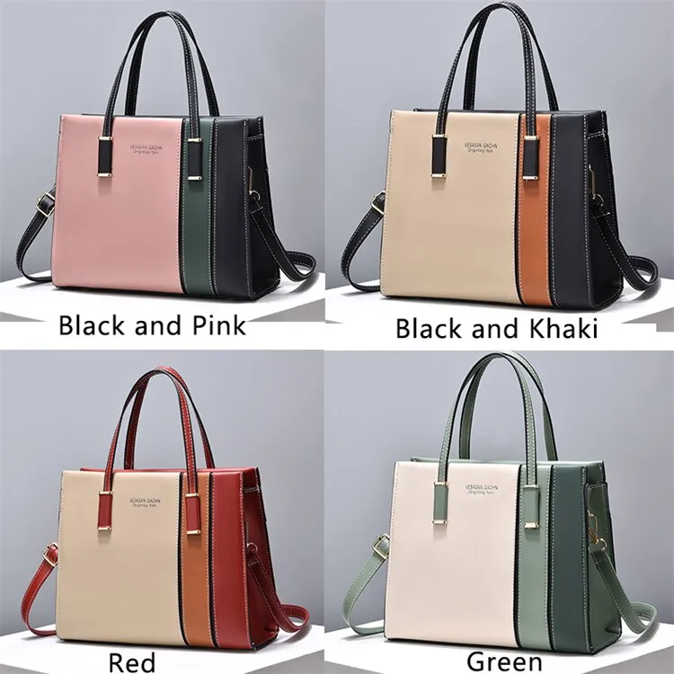 Patchwork Handbags For Women Adjustable Strap Top Handle Bag Large Capacity Totes Shoulder Bags Fashion Crossbody Bags Work Gift