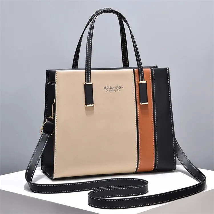 Patchwork Handbags For Women Adjustable Strap Top Handle Bag Large Capacity Totes Shoulder Bags Fashion Crossbody Bags Work Gift