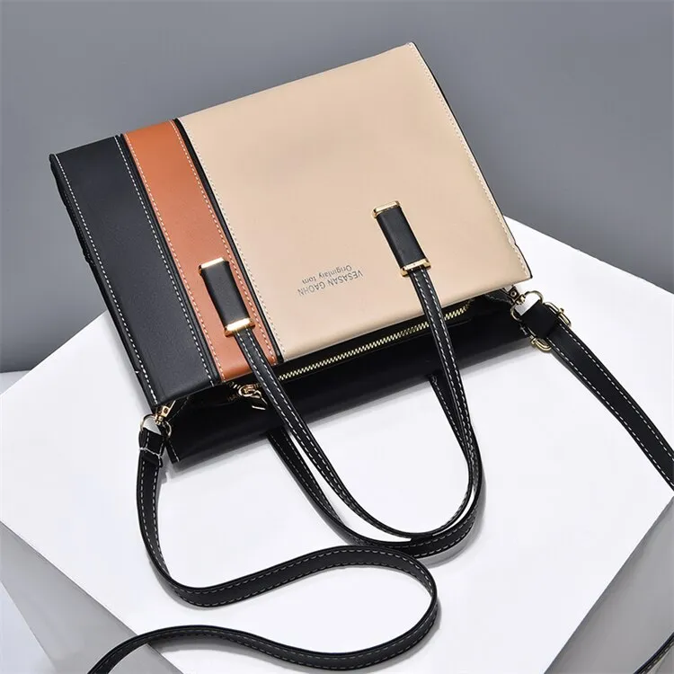 Patchwork Handbags For Women Adjustable Strap Top Handle Bag Large Capacity Totes Shoulder Bags Fashion Crossbody Bags Work Gift