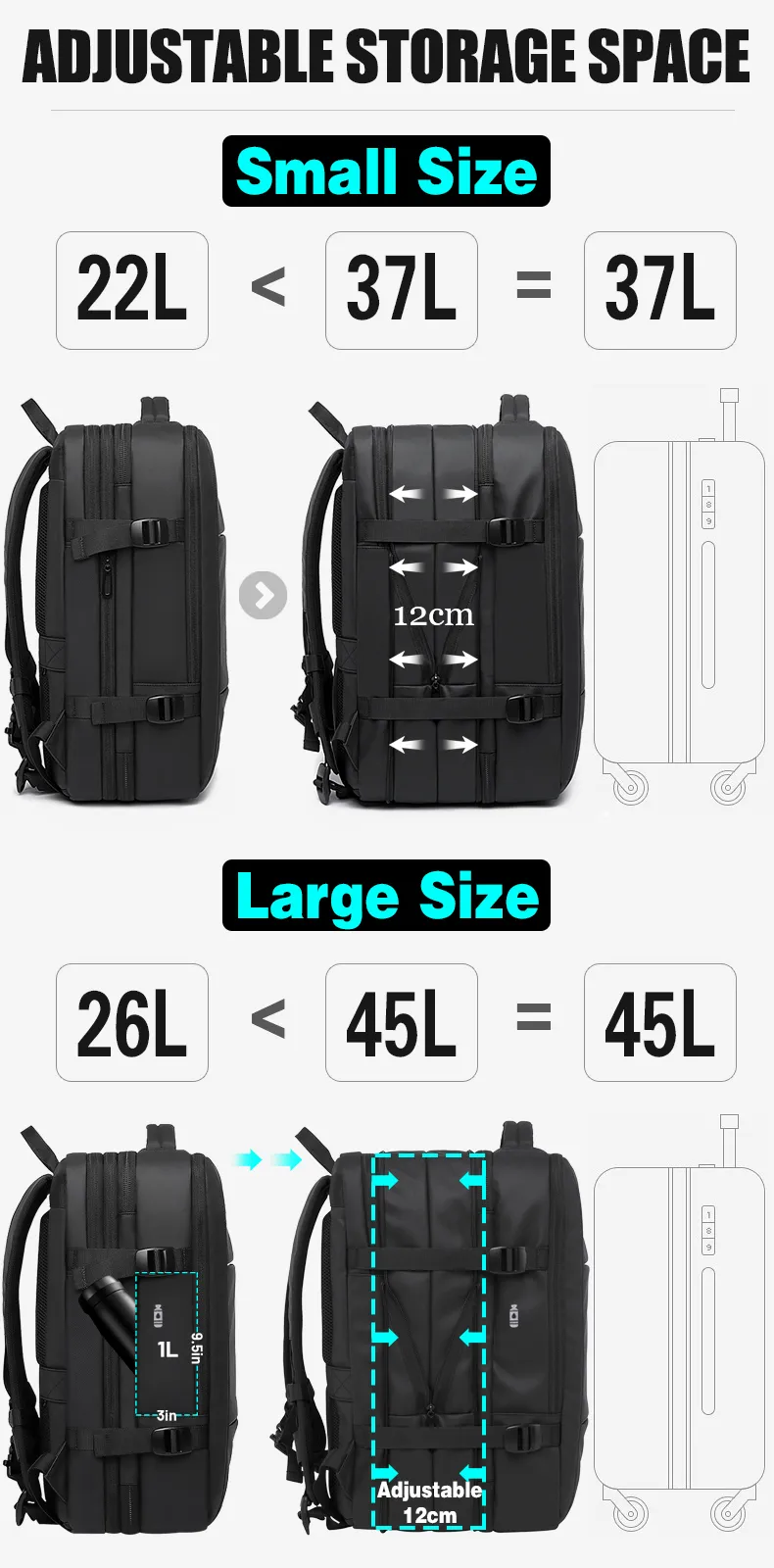 BANGE Travel Backpack Men Business Backpack School Expandable USB Bag Large Capacity 17.3 Laptop Waterproof Fashion Backpack