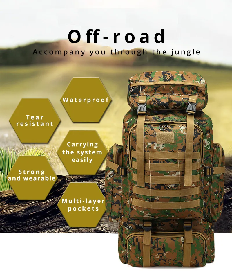 Outdoor Camouflage Backpack Men Large Capacity Waterproof Outdoor Military Backpack Travel Backpack for Men Hiking Bag