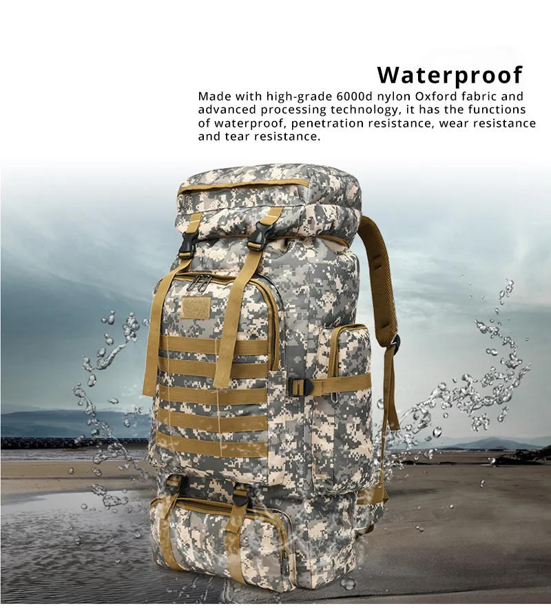 Outdoor Camouflage Backpack Men Large Capacity Waterproof Outdoor Military Backpack Travel Backpack for Men Hiking Bag