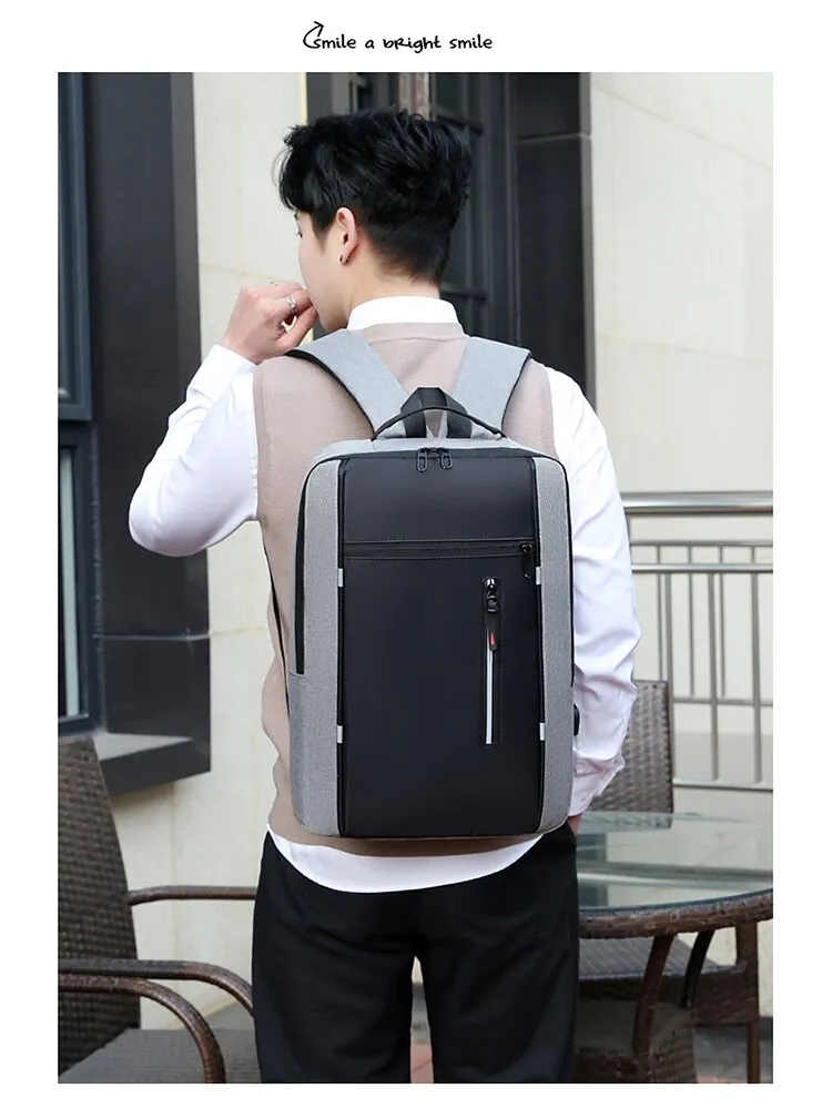 1 Pack 15.6 Inch Men's Business Computer Bag Multi-pocket High-capacity Usb Charging Work Commuting Backpack