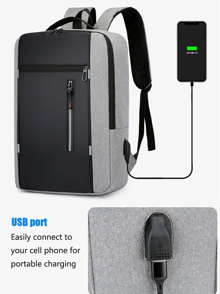 1 Pack 15.6 Inch Men's Business Computer Bag Multi-pocket High-capacity Usb Charging Work Commuting Backpack