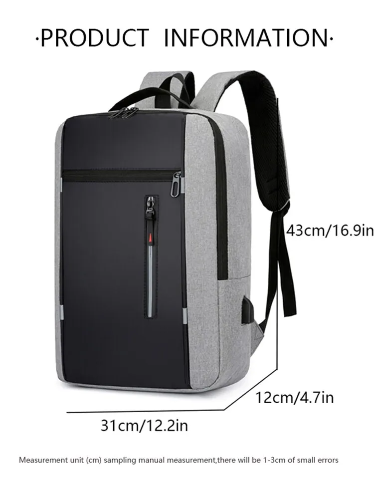 1 Pack 15.6 Inch Men's Business Computer Bag Multi-pocket High-capacity Usb Charging Work Commuting Backpack